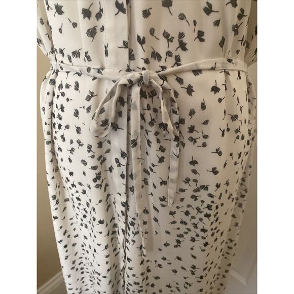 H&M Black and White Sheer Lined Dress Size 12 Button Down Front Tie - Picture 5 of 16